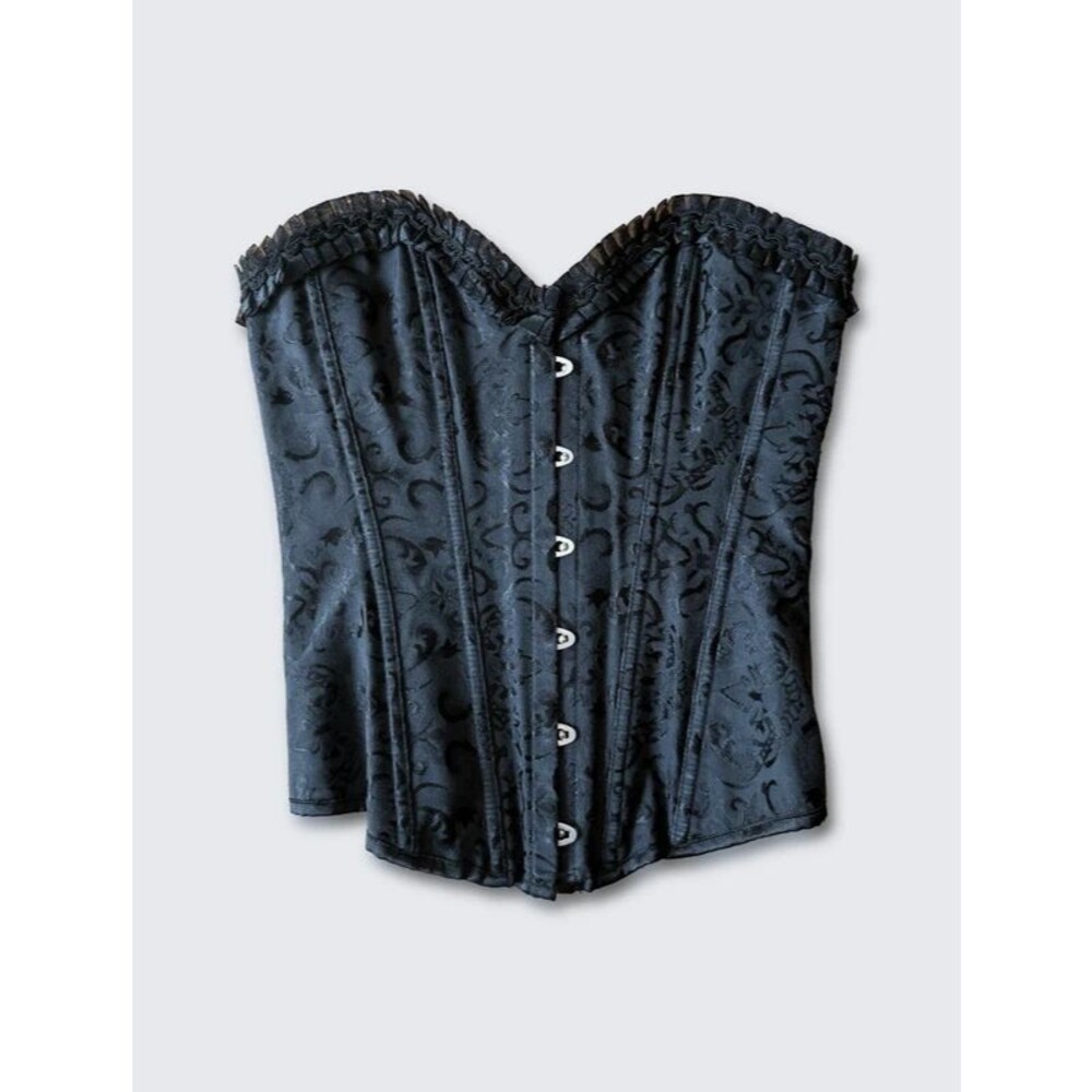 Black brocade boned corset top, size M/L